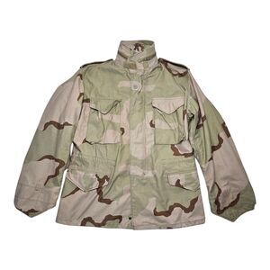 US Army Desert Camo Military Jacket Unisex Medium Beige Vintage Outdoor
